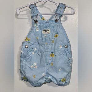 OshKosh B'gosh Light Blue Floral Baby Shortalls 9 months